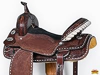 Vista 4 de HILASON Western Horse Barrel Racing Sillín Trail American Leather Sillín Western Sillín para caballos Barrel Racing Sillín