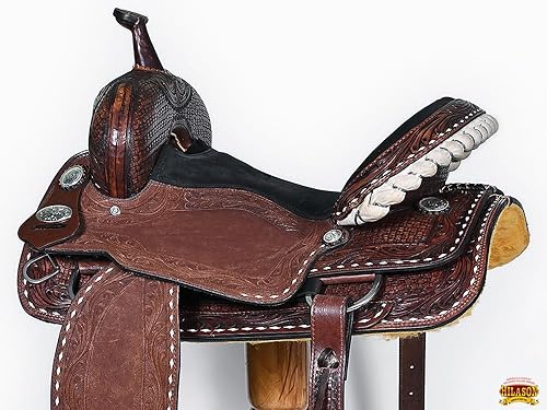 Miniatura 4 de HILASON Western Horse Barrel Racing Sillín Trail American Leather  Sillín Western  Sillín para caballos  Barrel Racing Sillín