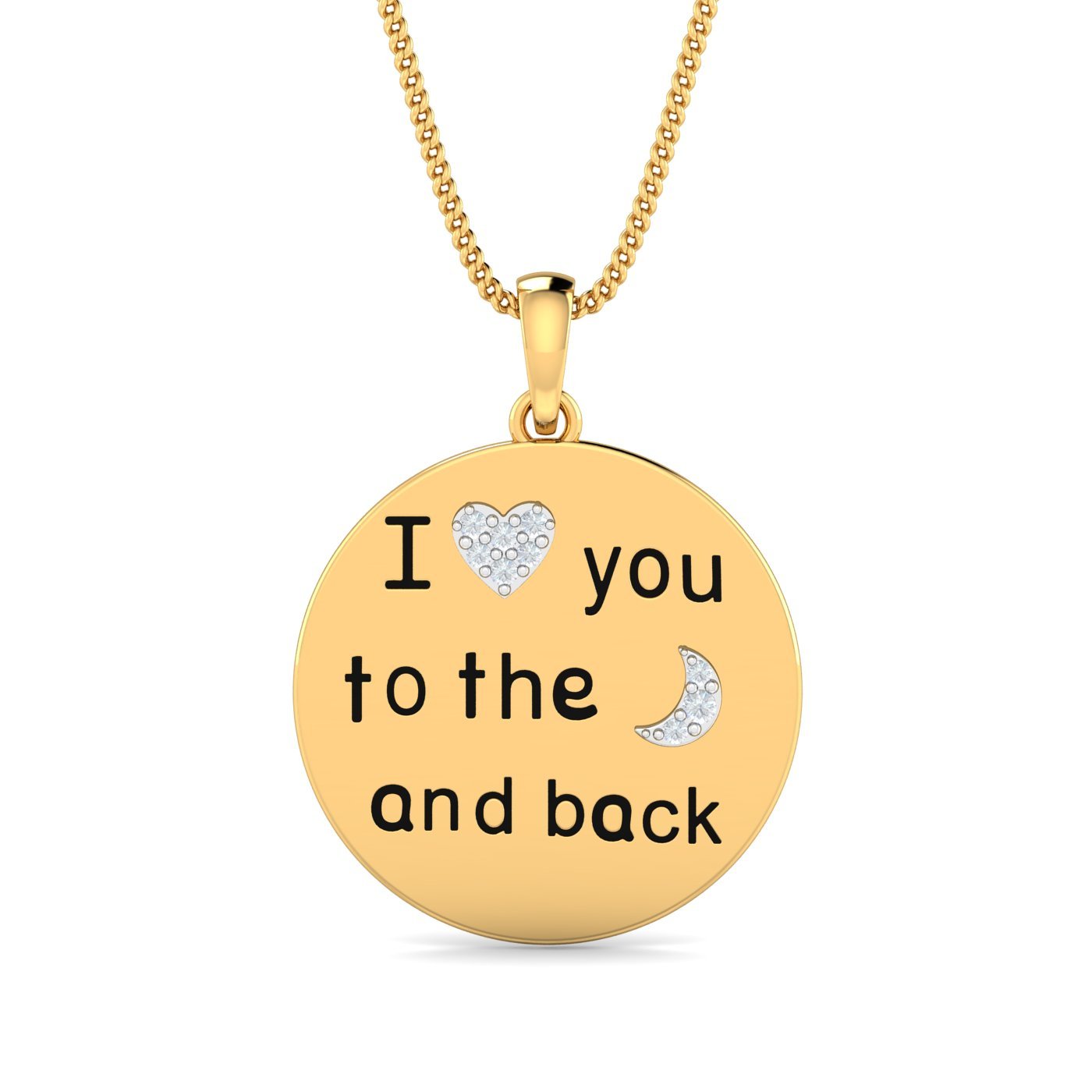 18KT Yellow Gold Love-U-2-The-Moon-&-Back Pendant for Women-image-5