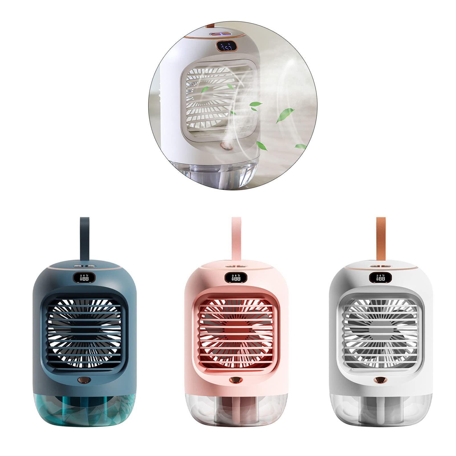 Ventilatore portatile per interni ed esterni con ricarica USB, 3 velocità, ricaricabile, per studenti, ventilatore da tavolo, spray per raffreddamento a umido e raffreddamento a umido