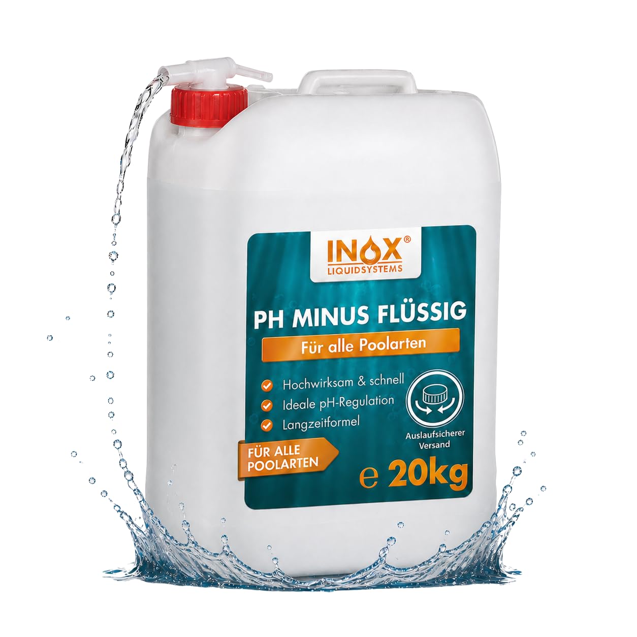 INOX pH Minus Flüssig 20 kg pH-Senker für Pool Whirlpool Wasserpflege Made in Germany