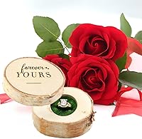 Vista 5 de Koyal Wholesale Caja de anillo grabada, caja de anillo de compromiso de madera real de abedul, Forever Yours, caja de propuesta de boda
