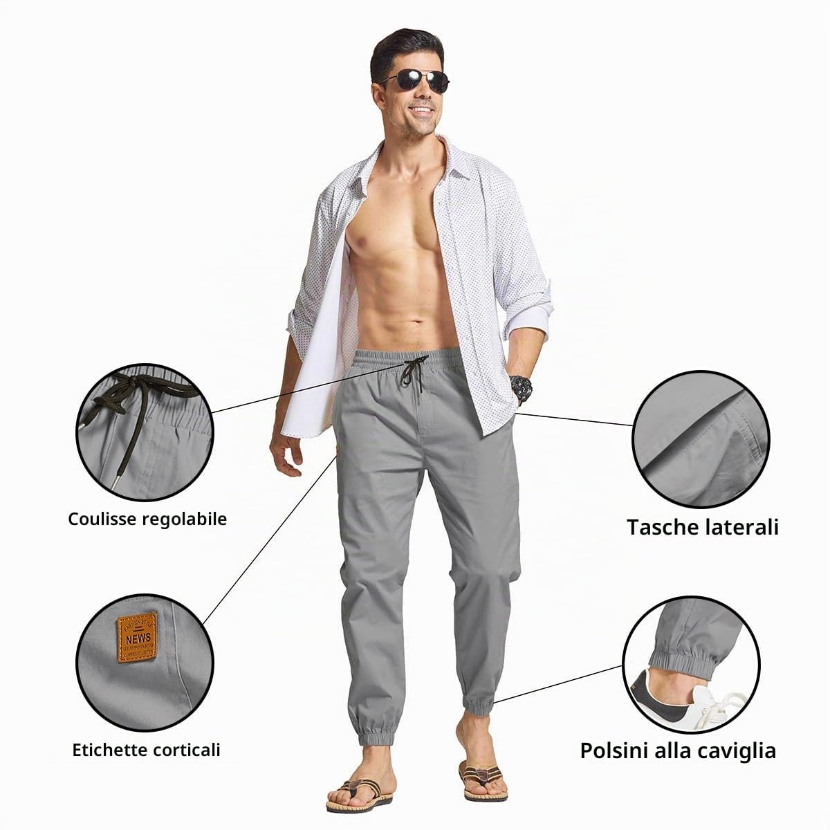 JustSun Pantaloni da Lavoro Uomo Cotone Cargo Casual Pantaloni Tuta Uomo Pantaloni Jogging Slim Fit con Tasche