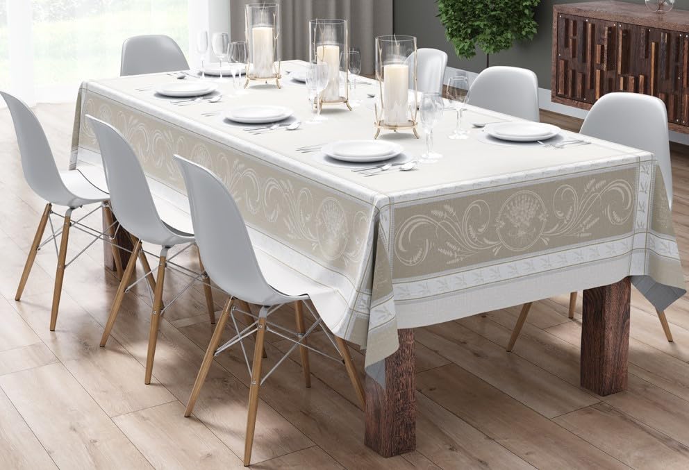 Autrefois Nappe Jacquard Enduite, Nappe rectangulaire Anti Tache, Facile à Nettoyer, Convient pour...