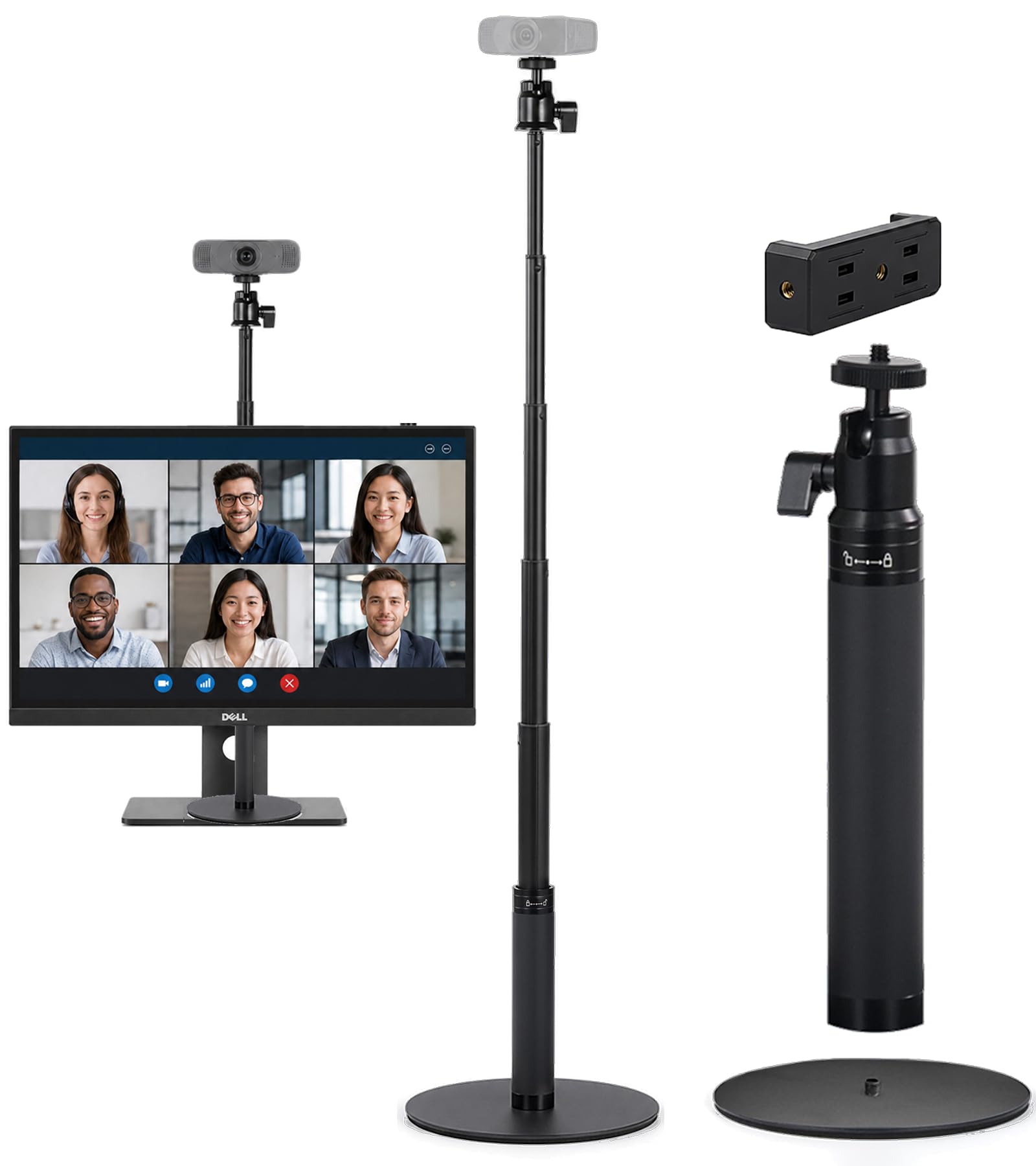 Webcam Stand for Desk, 28" Telescopic Tripod with Phone Holder, Desktop Webcam Mount Compatible with Logitech Webcam C922 C930e C920S C920 C615 C960 C920x BRIO 4K NexiGo N60, 1/4'' Thread-picture-23