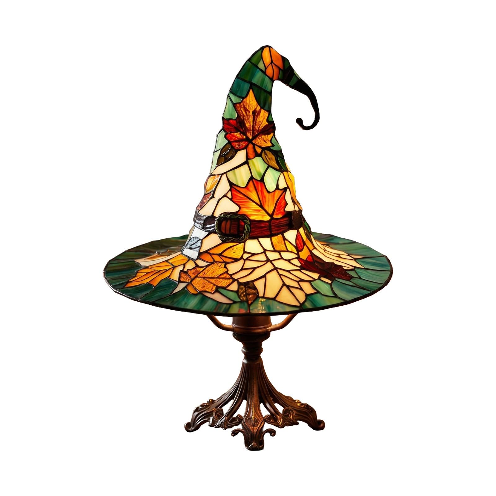 Witch Hat Table Lamp, Colorful Art Resin Halloween Decor