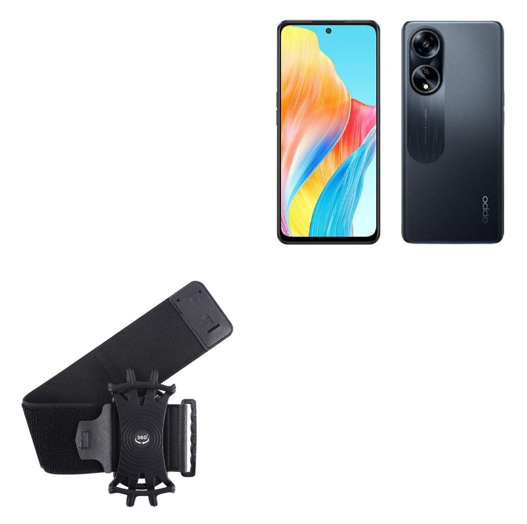 BoxWave Holster Compatible with Oppo A1 - ActiveStretch Sport Armband, Adjustable Armband for Workout and Running - Jet Black
