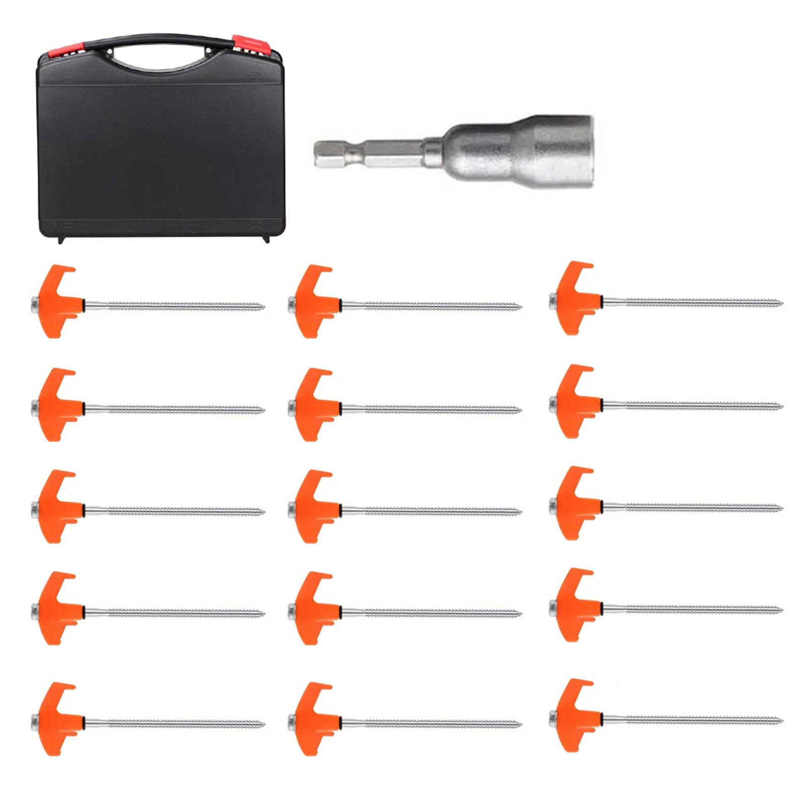 AMSLSIU Lightweight Durable Screw In Tent Stakes Hex Drill Adaptor Glow Essential For All Camping Equipment Outdoors Screw In Pegs Hex Drill Adaptor Glow