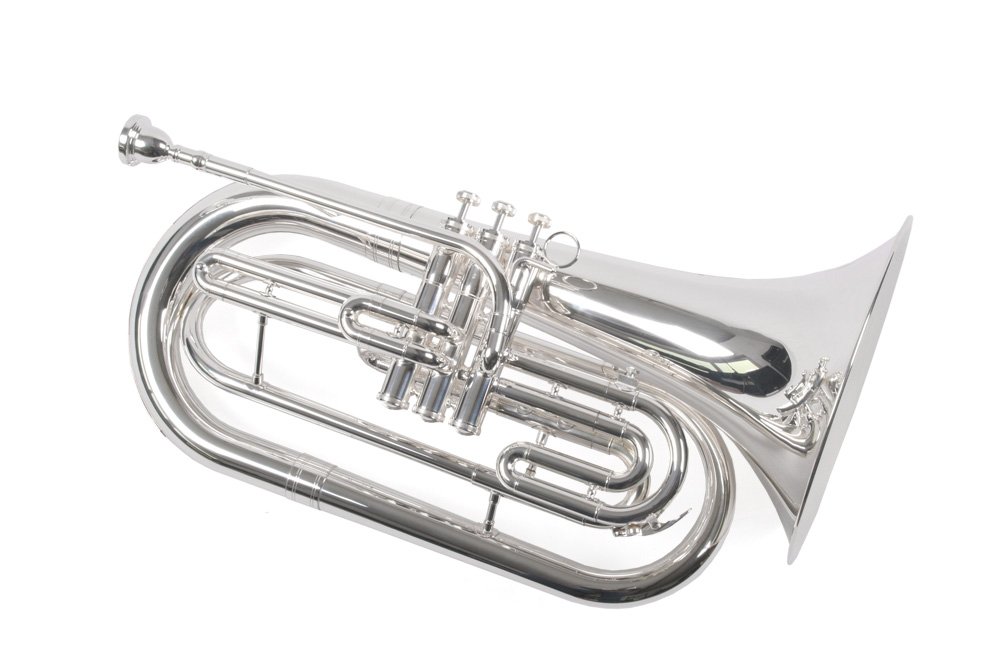 Marching Bariton in B, Basstrompete, versilbert, Edelstahl Ventile