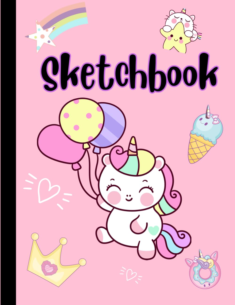 Sketchbook for Kids ages 4-8 - Kawaii Unicorn & Balloons: 100 Page 8.5 x 11 inch Sketchpad | Cute Large Notebook for Journaling, Writing, Crayon ... or Doodling | Great Gift for Children