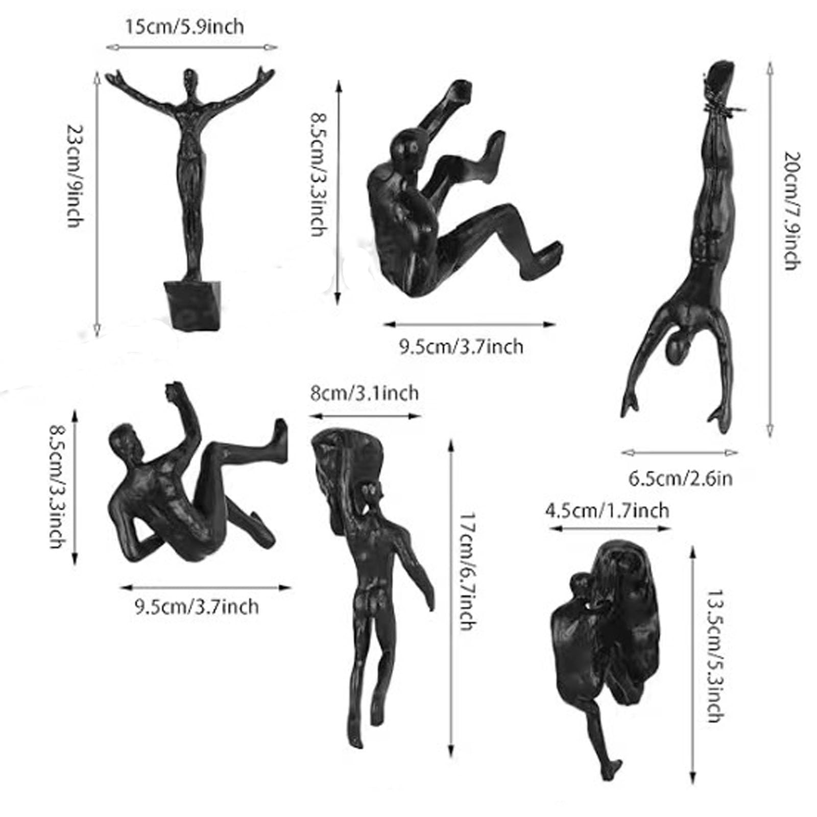 Juego de 6 esculturas de resina 3D para decoración del hogar (negro)