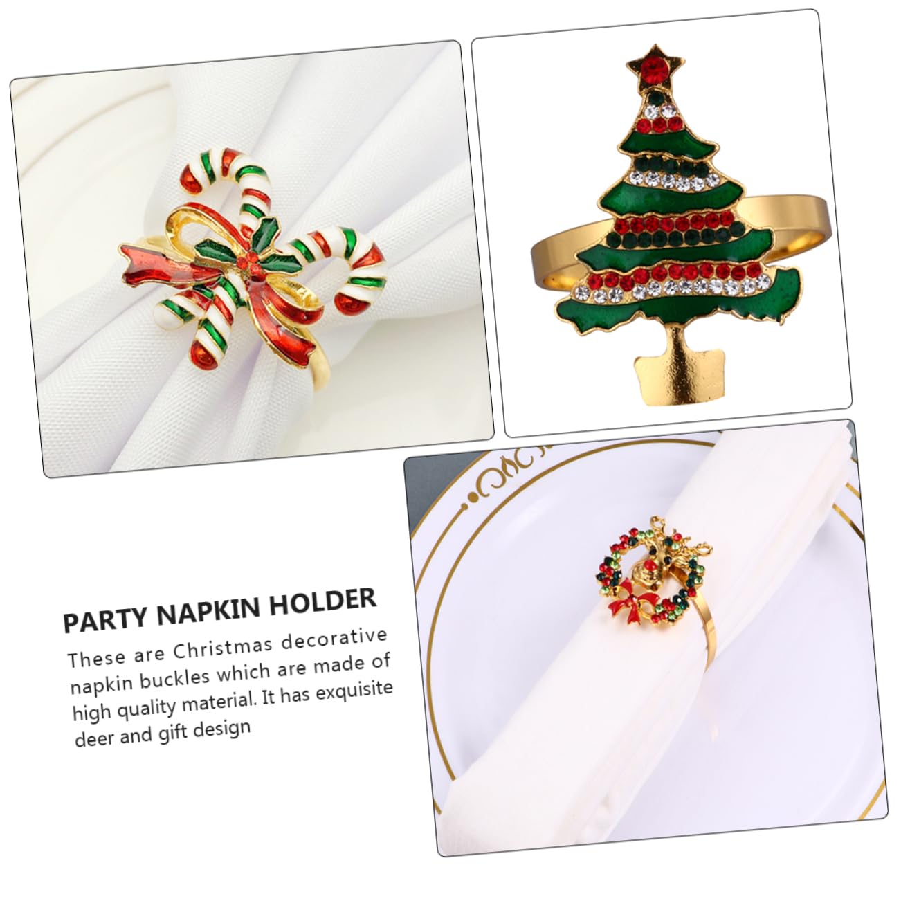 Alipis 12stücke Teiliges Weihnachtsset Legierung Dekorative Serviettenringe Für Festliche Tischgestaltung Rot Und Grün Für Hochzeiten Partys Und Festliche Anlässe