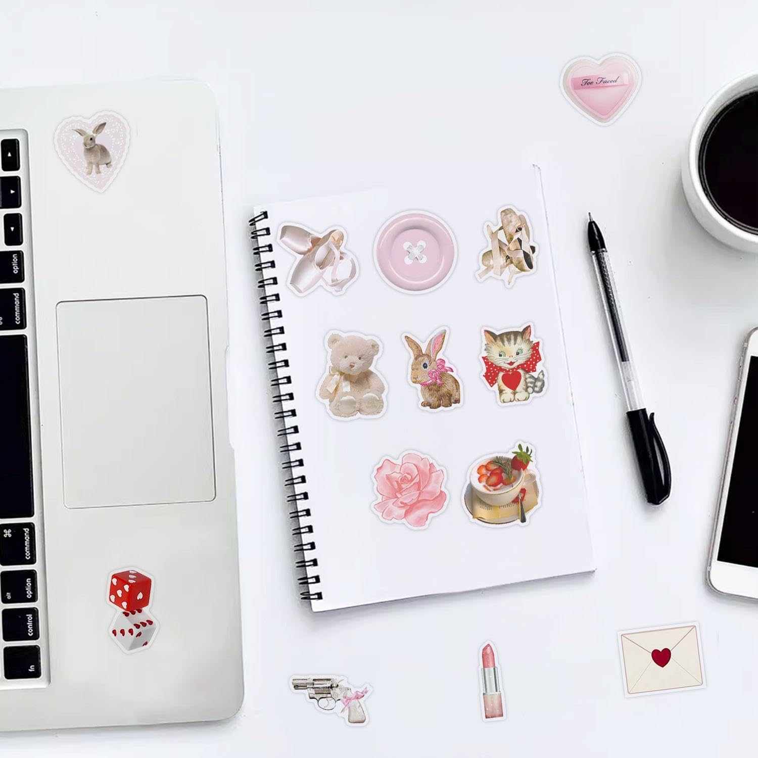 EOWVISN 240 Cute Pink Girl Stickers, Creative Graffiti, DIY Decorative, Waterproof Scrapbook, Suitable for Books Laptops - Image 4