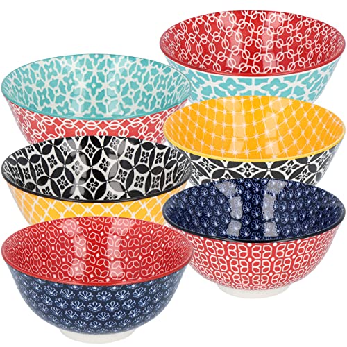 CREOFANT · Schalen Set 6 Designs · Müslischalen · Schüsseln bunt · Suppenschüssel · Eisschale · Ramenbowl · bunte Schalen · Keramik Schüssel bis zu 680 ml Füllvolumen (Vintage bunt)