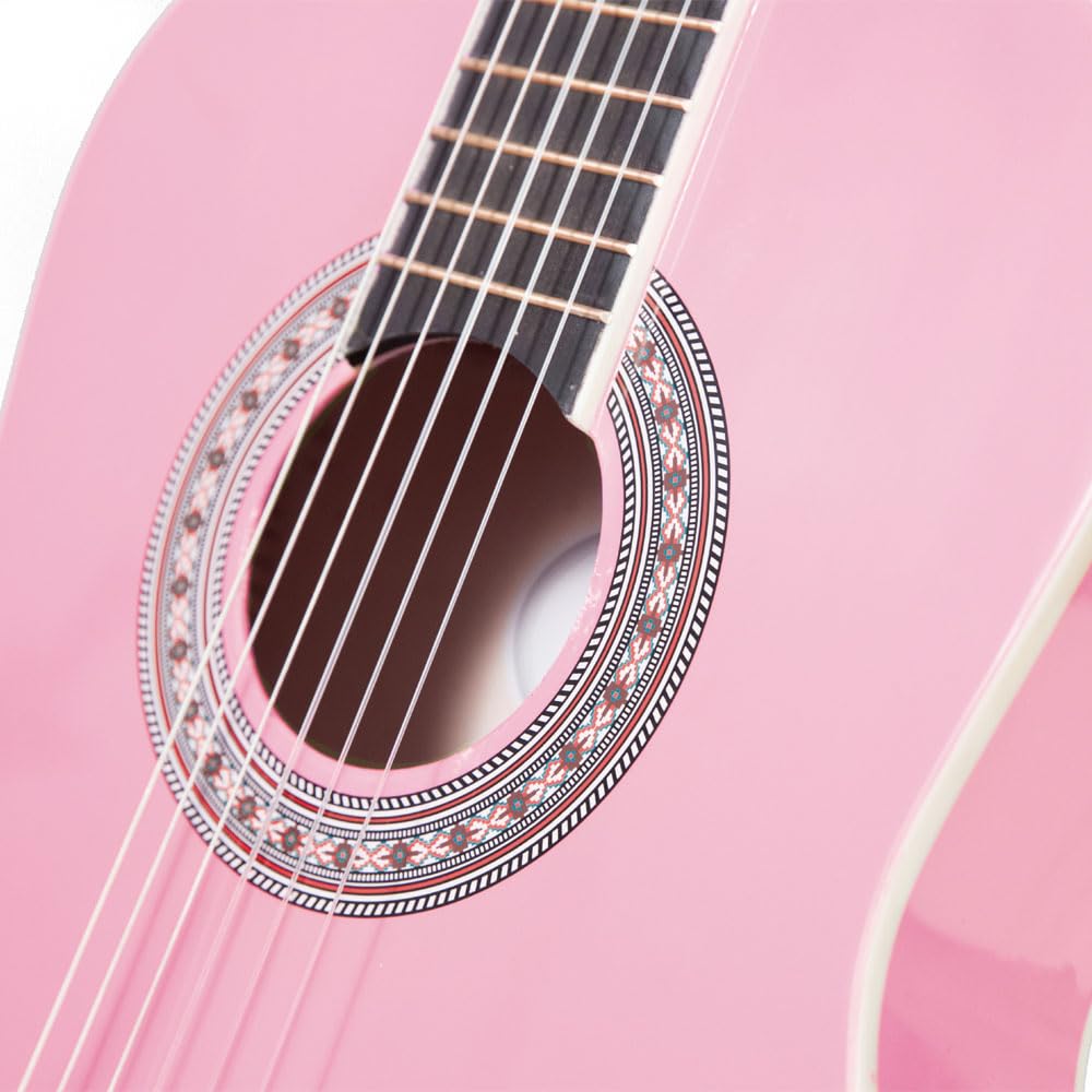 Akustikgitarren-Set (3/4-Größe, für Kinder von 9-12 Jahren, inkl. Tasche, Gurt, Plektren, Stimmpfeifen 3/4 size rose