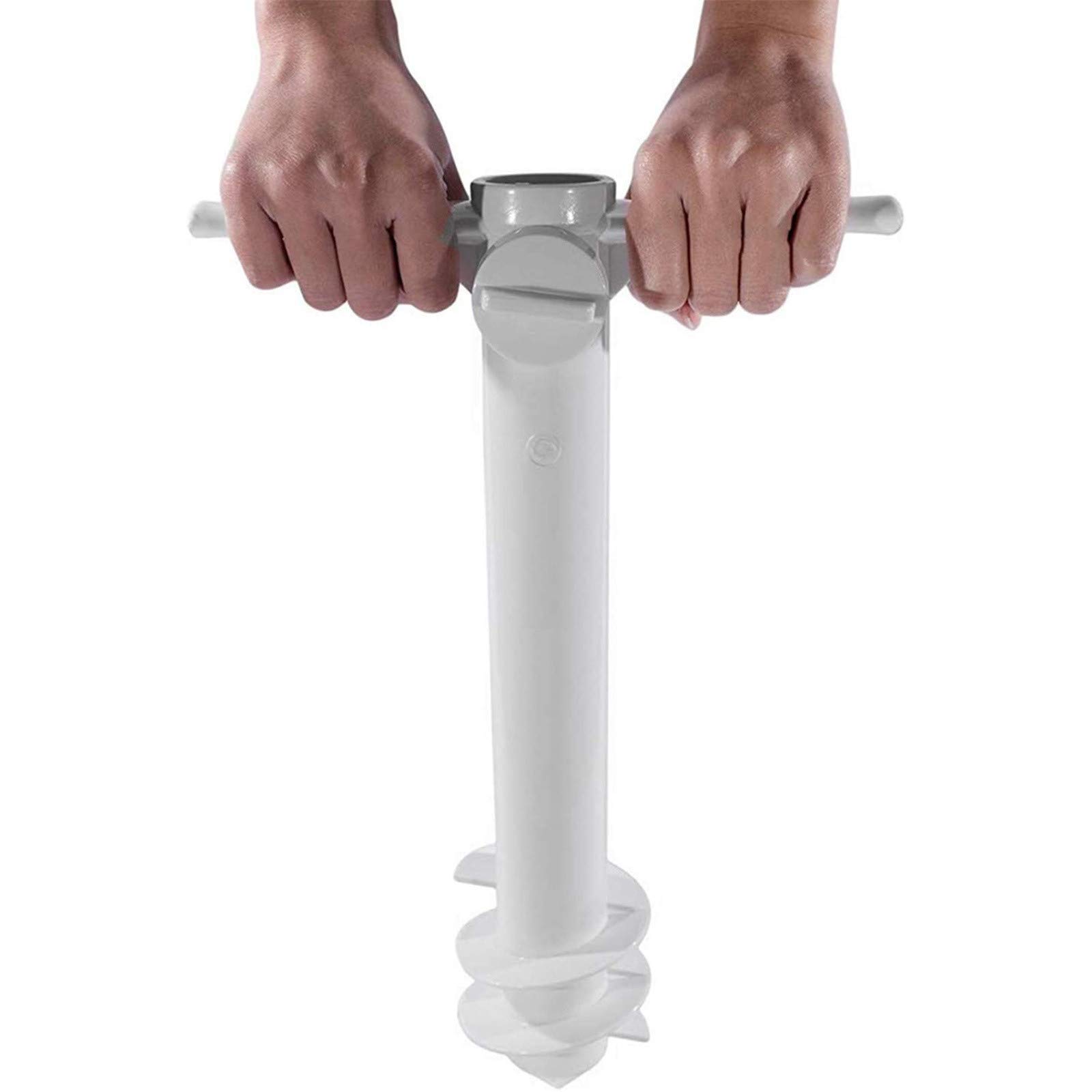 Garden Patio Beach Anchor Stand Holder with Hanging Hook Beach Umbrella Sand Anchor Outdoor Sun Umbrella Base Travelling Easy Carrying Portable Parts, white