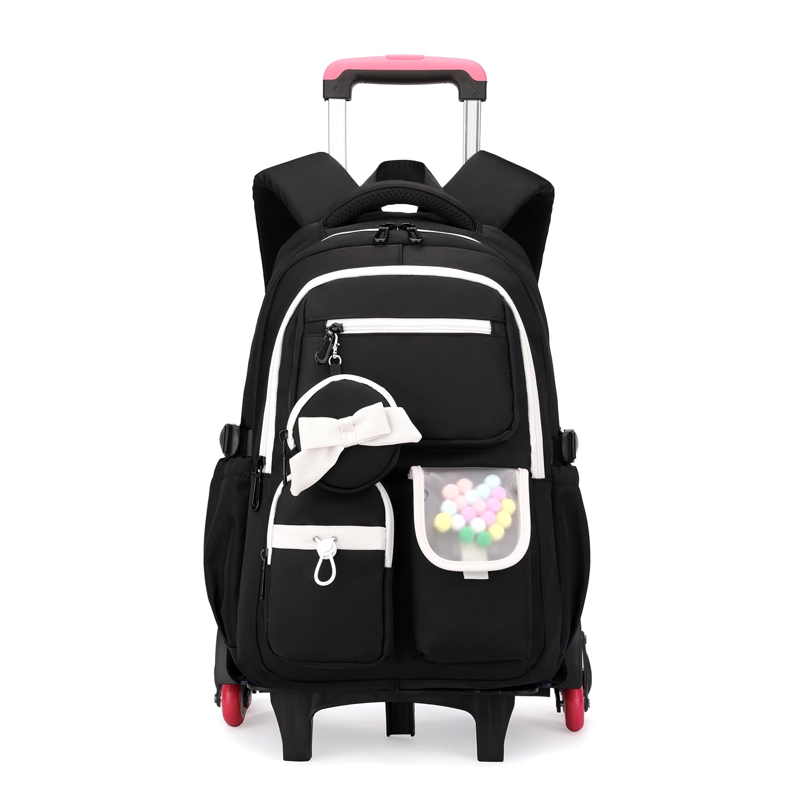 FANDARE 35L Mochila con Ruedas 2 en 1 Mochila Carrito Universitaria Compartimento Ordenador 15.6 Pulgadas Ruedas Tejido Oxford Impermeable Ideal para Colegio Viaje Blanco