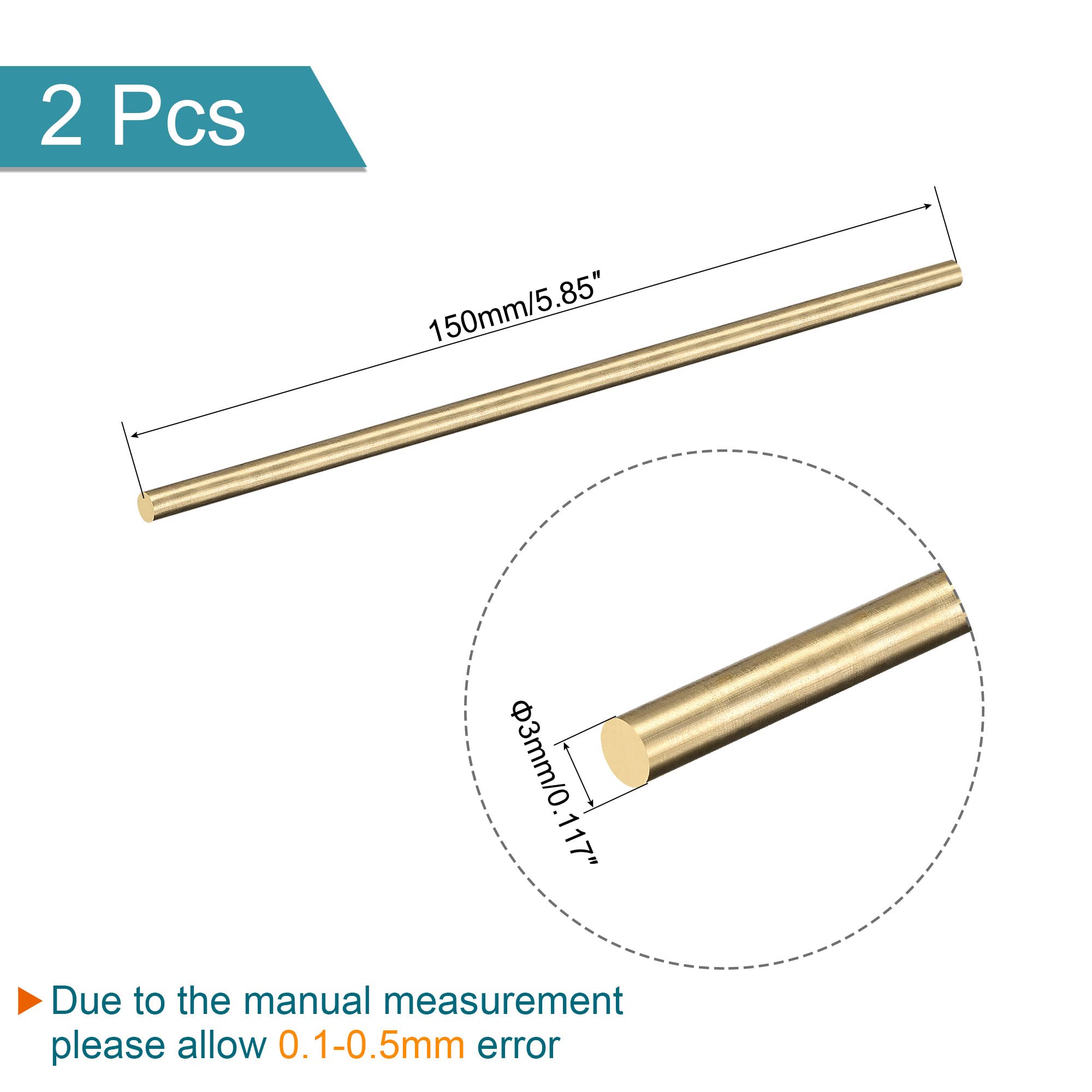 Barre Laiton Sourcing Map Tige Laiton Laiton Solide Rond 3mm Diamètre 450mm Longueur Tour Barre Stock Pour RC Modèle Bricoleur Artisanat Coffret De 8 Barre En Laiton