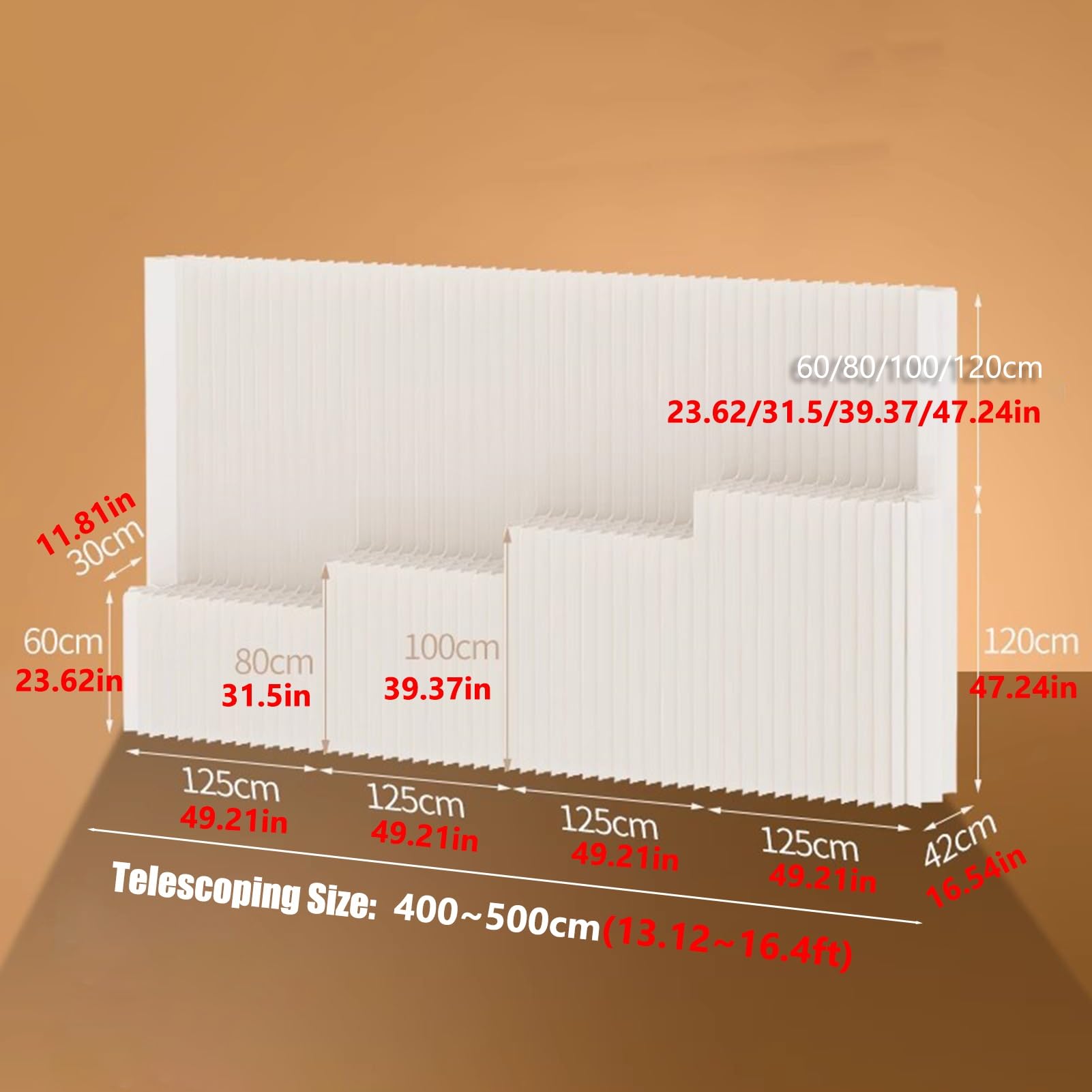 Divisori per ambienti, Pareti divisorie pieghevoli for la privacy con ripiano portaoggetti(2.4x5m/7.87x16.4ft)
