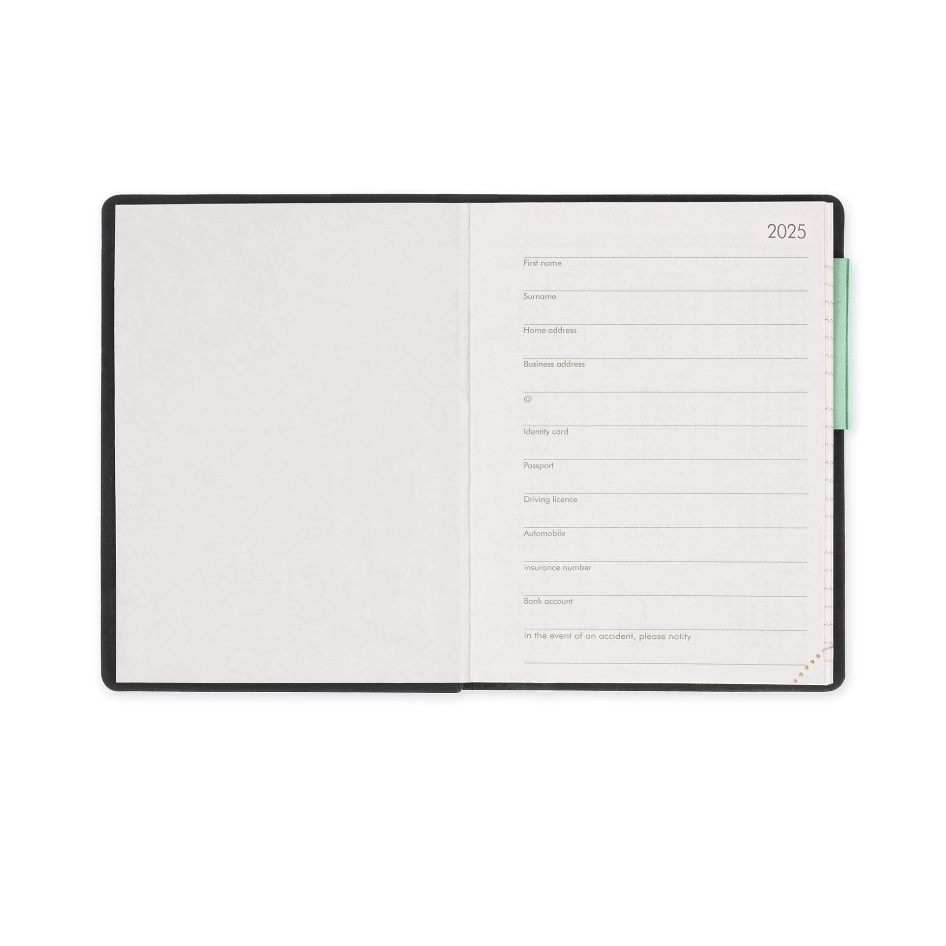 Legami Agenda hebdomadaire Mini 2026 Pastel Mint 12 mois carnet d'adresses fermeture élastique papier FSC 8 x 10 cm