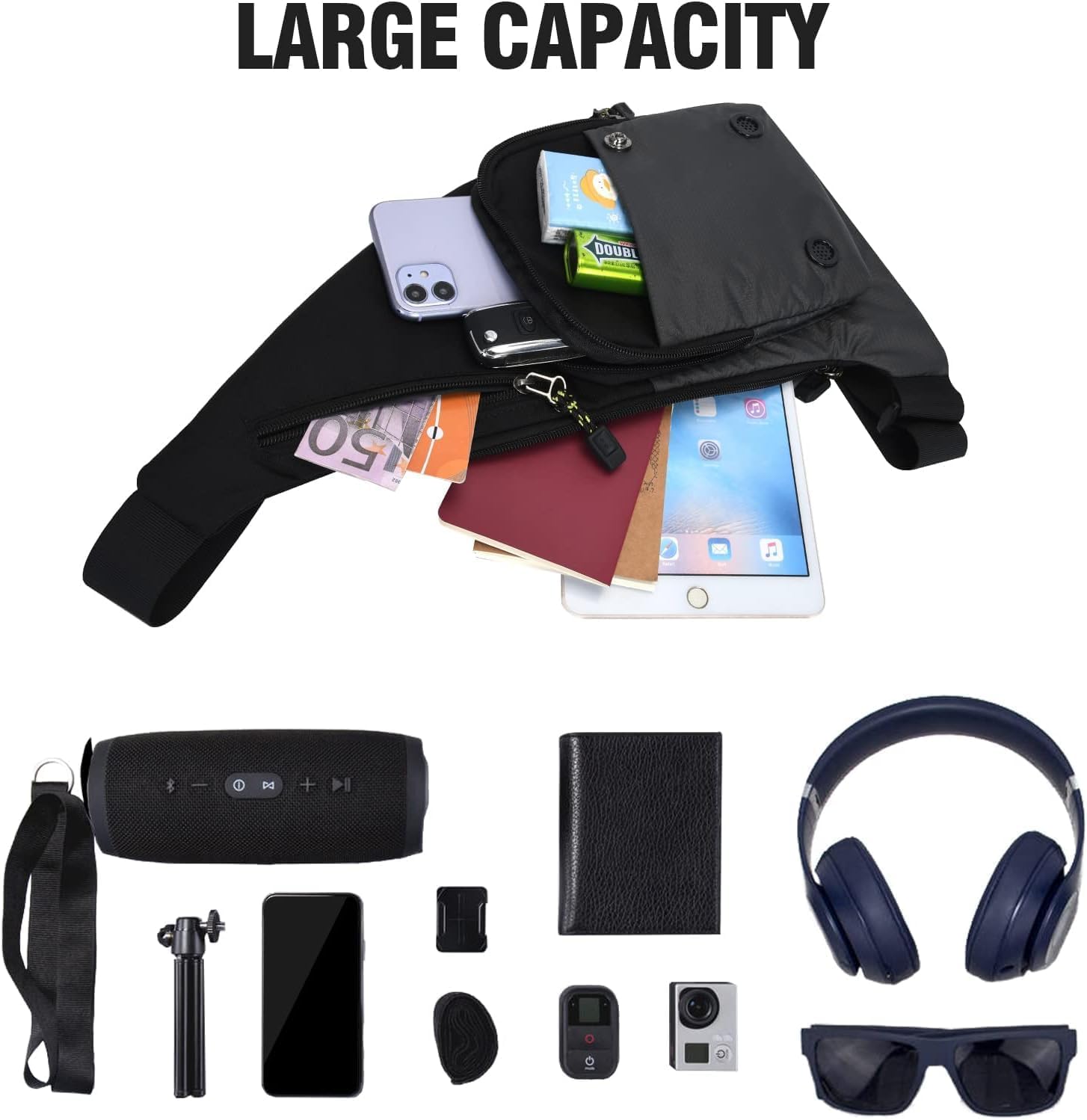 Peicees Waterproof Sling Bag Crossbody Bag For Men Slim Chest Backpack Man Purse Small Shoulder Bag For Travel Hiking - Image 4