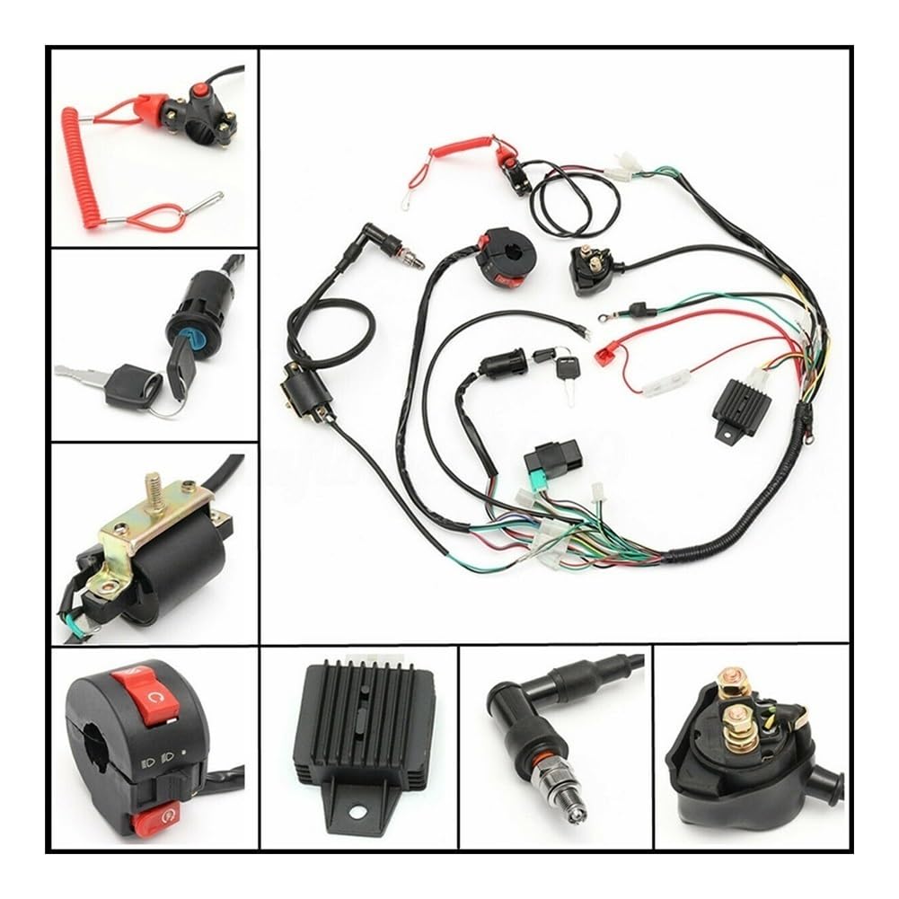 Arnés de cableado CDI para motocicleta rectificador bobina encendido solenoide para 50cc