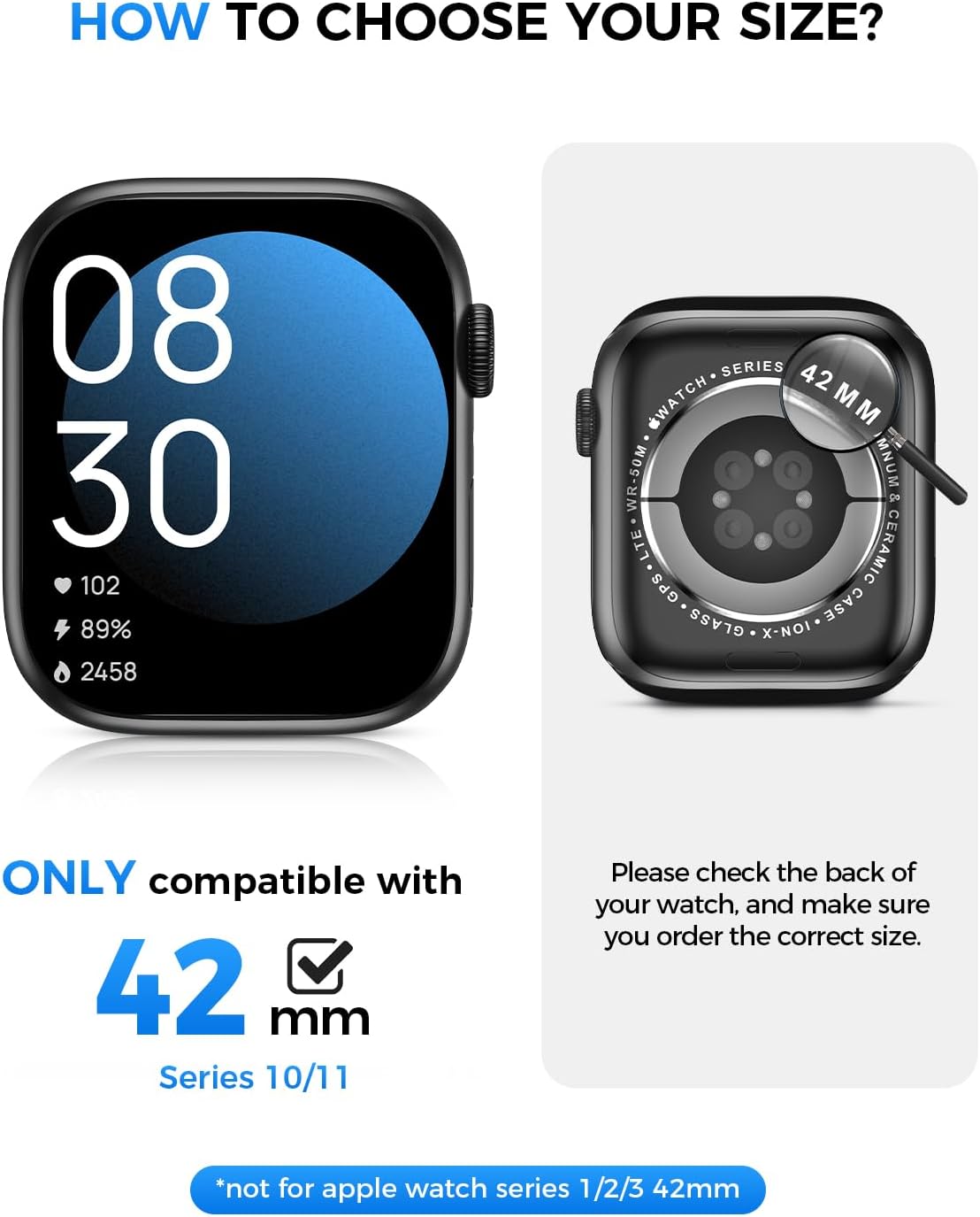 Goton Waterproof Case Compatible for Apple Watch Series 11/10 Screen Protector 42mm, Hard Bumper with Tempered Glass for iWatch 11 Cover 42 mm