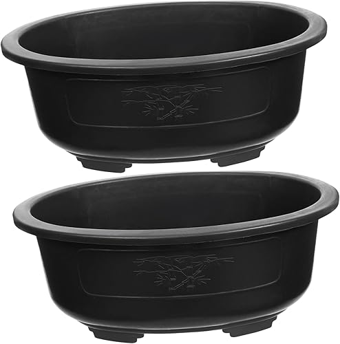 DOITOOL 2 macetas de entrenamiento de bonsái de plástico de 15 pulgadas con orificio de drenaje, maceta ovalada para bonsái, macetas de cultivo para