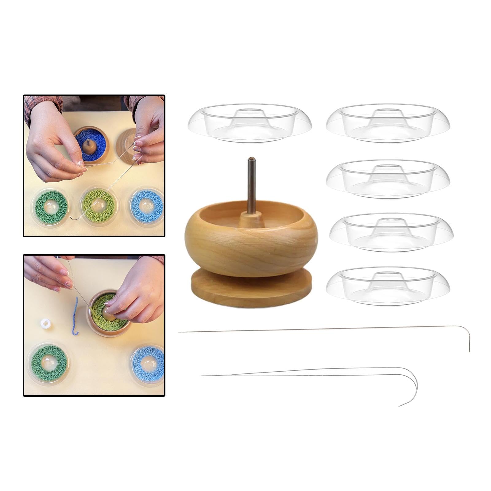 Perlenspinnschale Zum Schnellen Und Effizienten Auffädeln von Perlen, Perlenhalter, Perlenschalen für Tonperlen, Bastelbedarf für DIY Projekte, Bigeye Gebogene Nadel