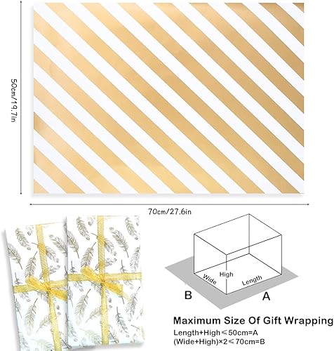 Miniatura 3 de Suministros para envolver regalos, 8 hojas de papel de regalo de oro blanco con 10 lazos, cinta de purpurina de 24 yardas y 12 calcomanías de