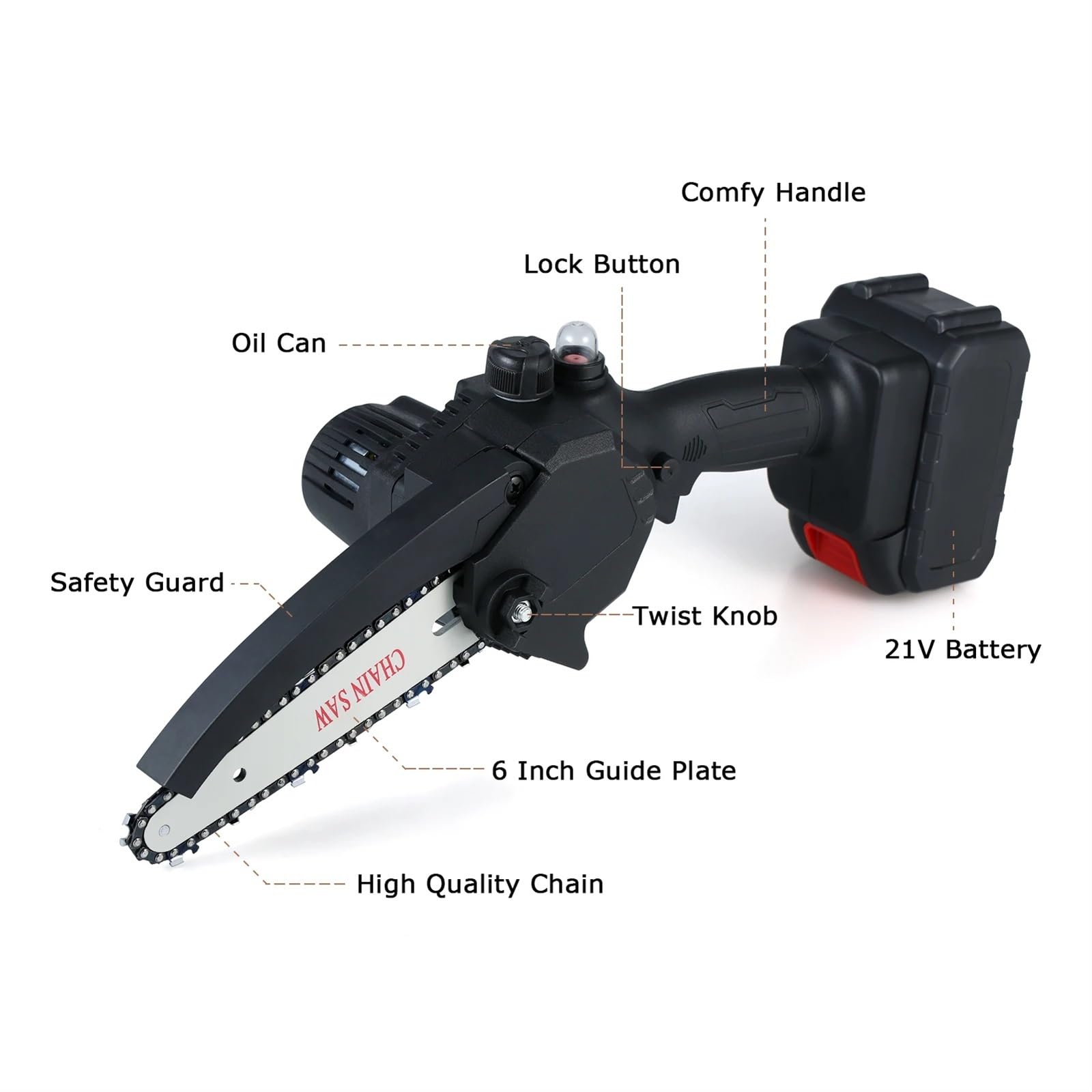 Accesorios para reparación de cadenas de sierra, Catena di ricambio for mini motosega elettrica senza fili da 6 pollici(10pcs)