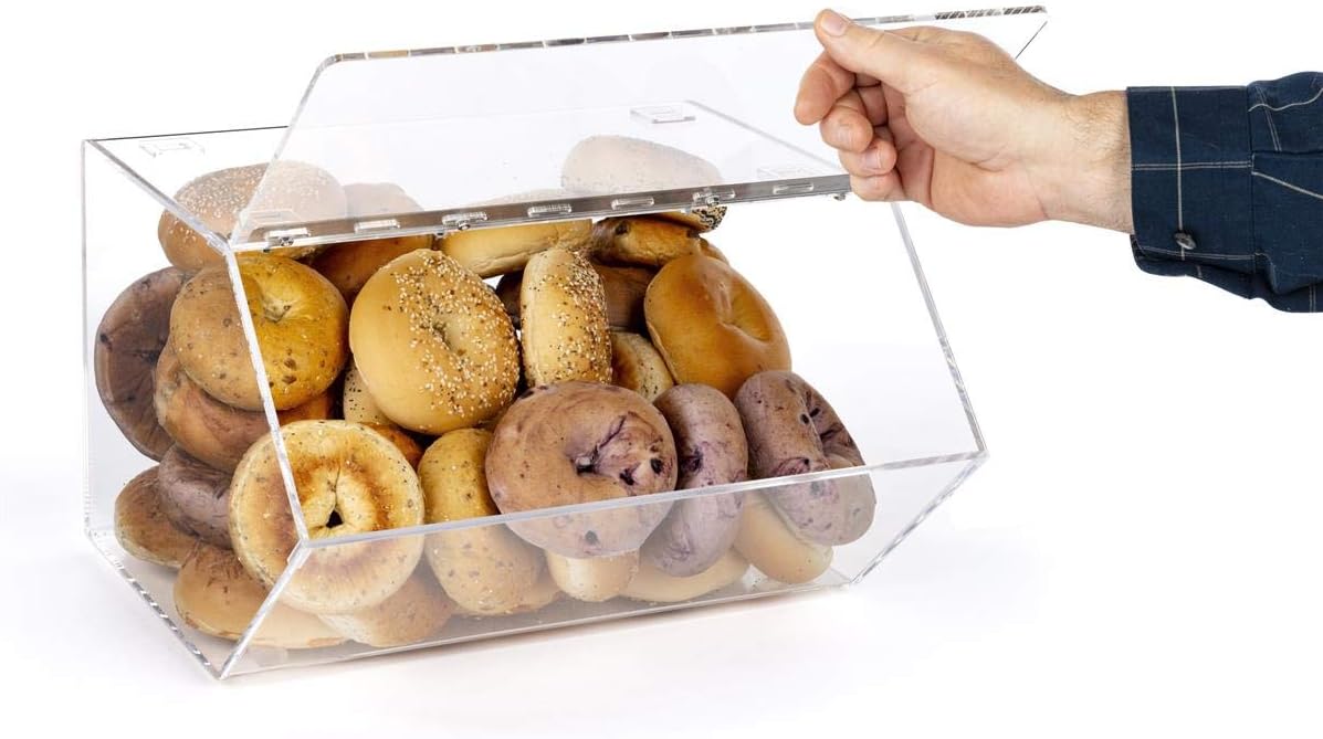 Flash Deals - 60% OFF Clear Pastry Display Case for Bagels and Other Baked Goods, Clear, Stackable, with A Hinged Door