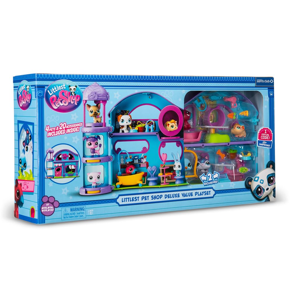 Littlest Pet Shop - La Grande Casa dei Pet Shop Deluxe - Set di Gioco con 4 Pet Shop Inclusi e 20 Accessori - Mini-figurine Animali da Collezione - Giocattolo per Bambini dai 4 Anni in su - BF00596