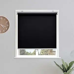 Blackout Roller Shades Blinds Cordless for Windows Pull Down Room Darkening Door Blinds with Thermal Insulated Easy to Install for Living Room,Bedroom,Home,Office Bathroom Black 31" W x 72" H