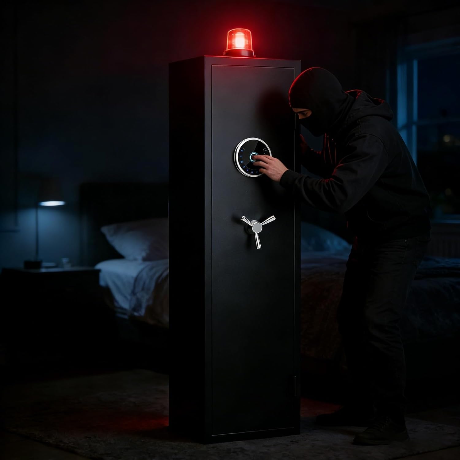 Biometric Fingerprint Rifle Safe 3-5 Gun Safe with Alarm Function and Fingerprint Keypad Lock Gun Cabinet for Home & Hunting for Enthusiasts