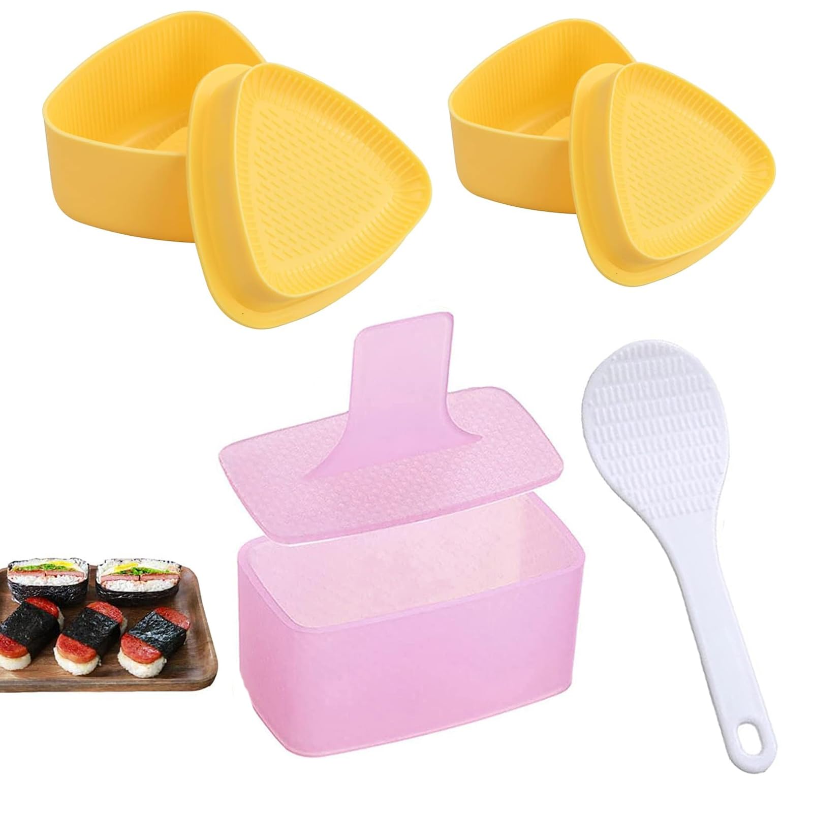 4 PCS Rice Ball Mold Maker with Rice Spoon, Non Stick Transparent Musubi Maker, Rice Ball Mould Mold, Maker Kit, Sushi Mould Rice Mold, Onigiri Sushi Making Kits for Kids Lunch Bento Home DIY Sushi