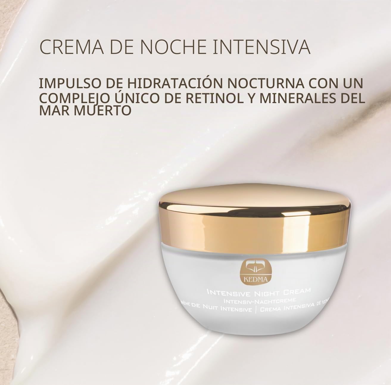 KEDMA - Crema de Noche Intensiva - Antiarrugas & Nutritiva - 50g | La crema de noche con retinol y minerales del Mar Muerto nutre y favorece la renovación nocturna de la piel.
