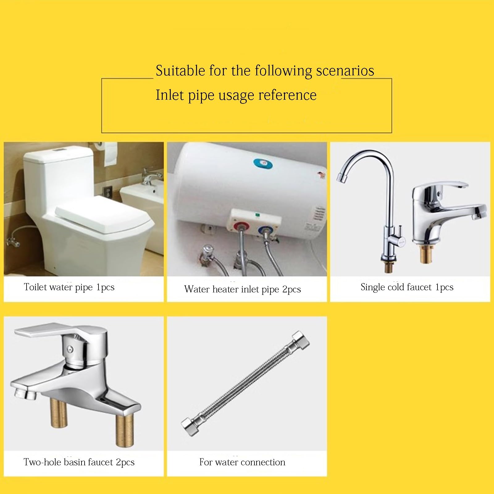 Lignes d'alimentation de robinet, connecteur de tuyau de robinet de salle de bain, ligne d'alimentation en eau tressée en acier inoxydable 304, filetage droit interne, calibre 20 mm (180 cm)