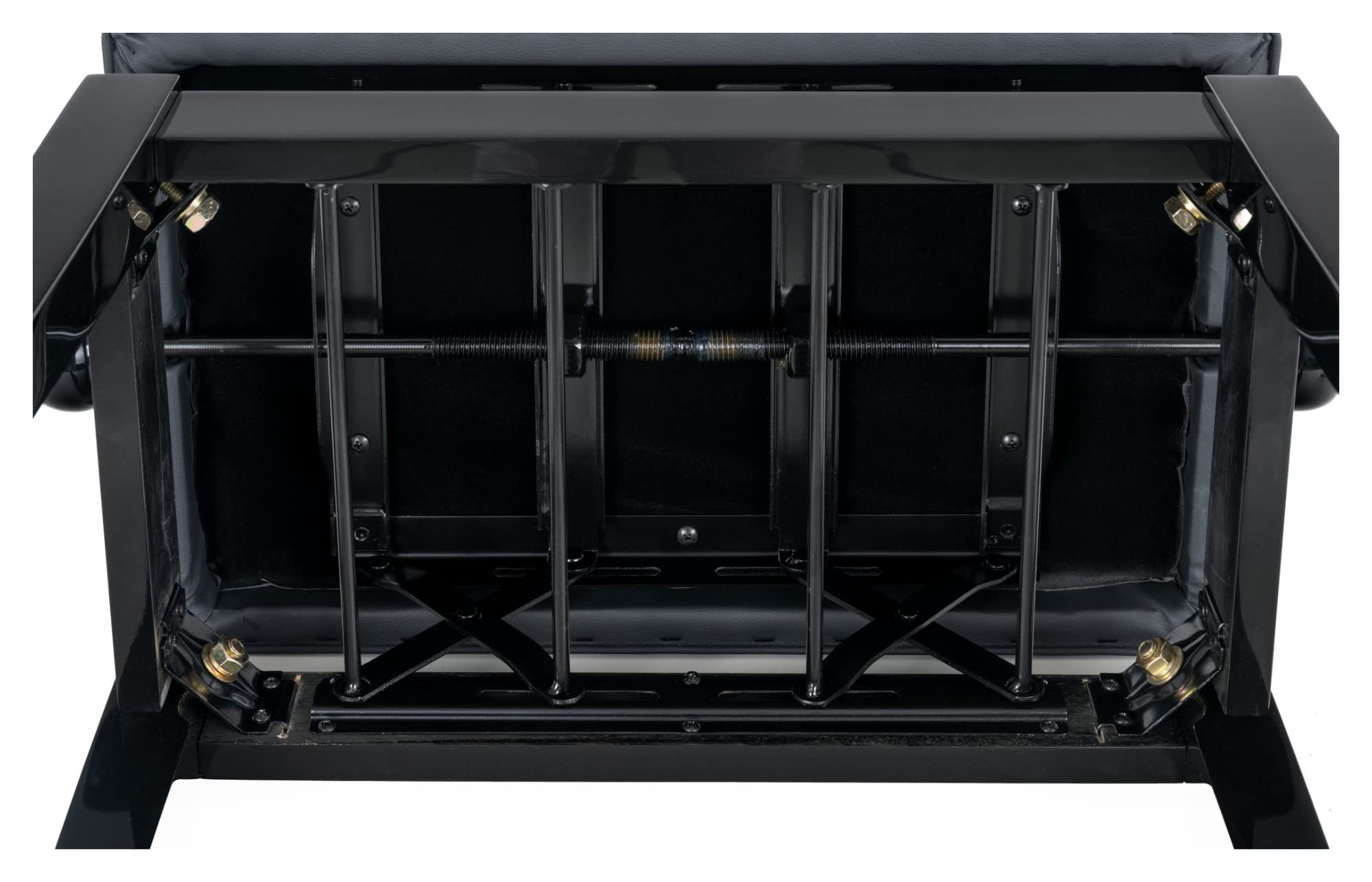 Classic Cantabile Pianobank Modell D - Hochwertige Pianobank - Schwarzes Polster aus Kunstleder mit Kapitonierung - Höhenverstellbar von 47,5-55,5 cm - 4-fache Kreuz-Mechanik - Schwarz Hochglanz