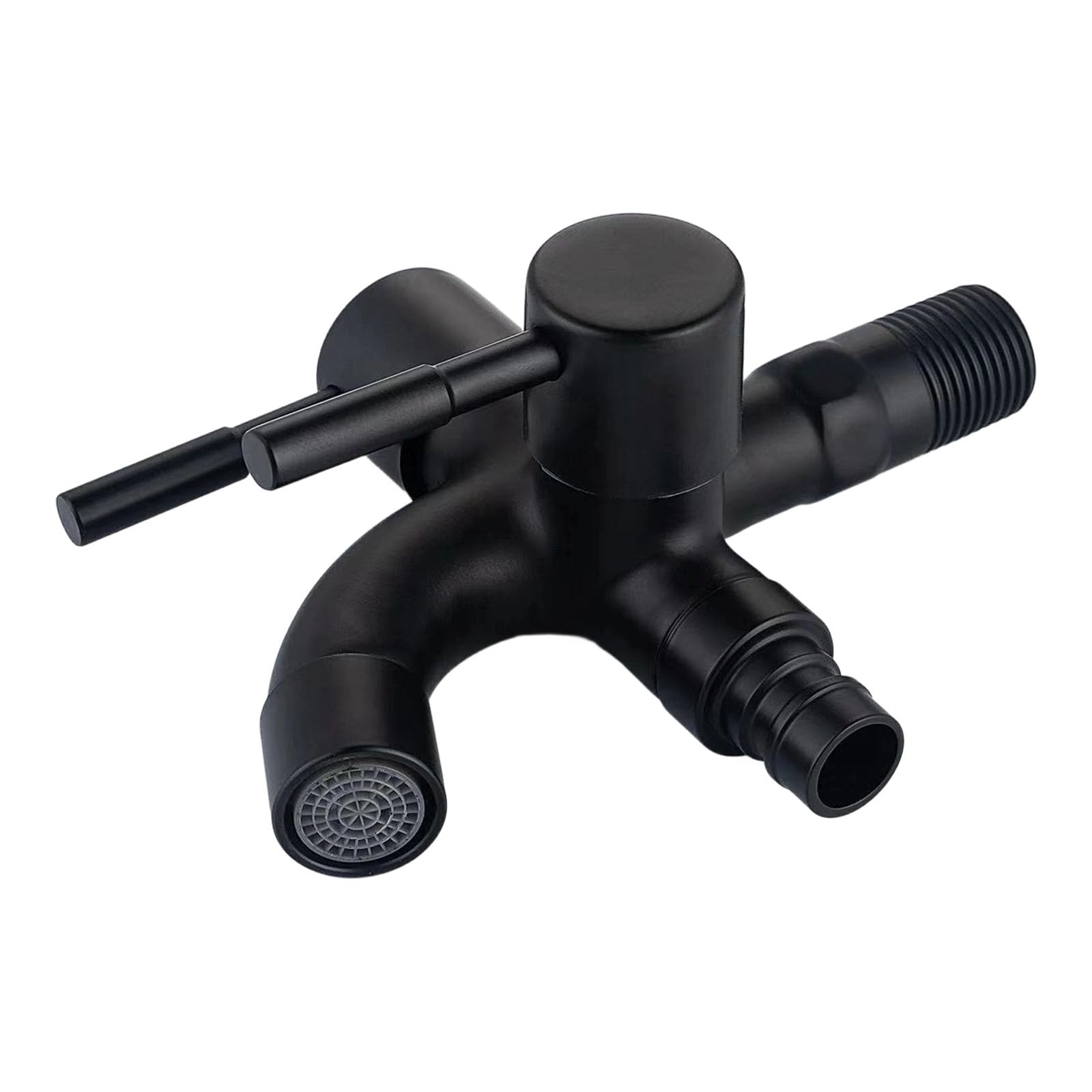 Fromceo A Modern Double Outlet Water Faucet Stainless Steel Quickly Connection Water Dapter Most Standard Plumbing Systems Tap