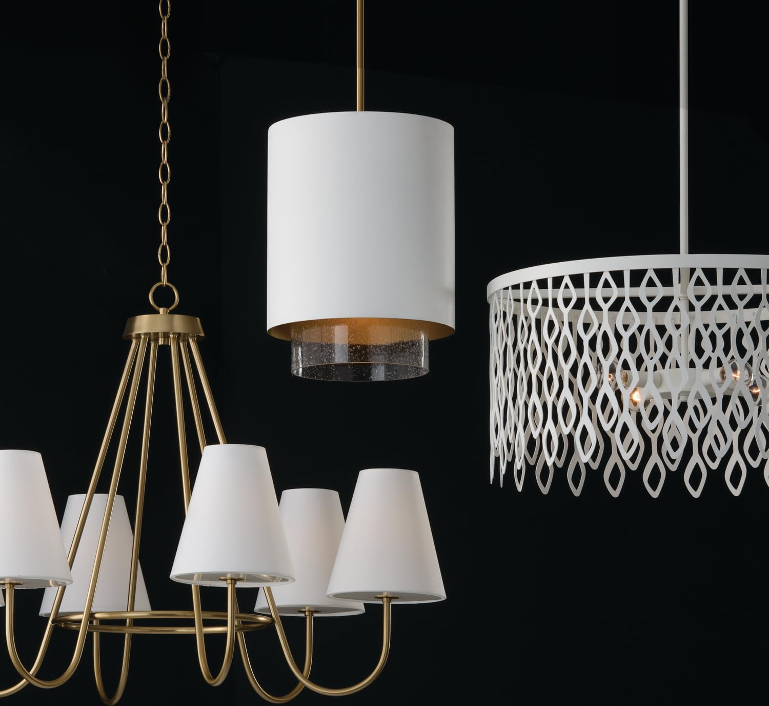 Capital Lighting 353011RE Weller Modern Clear Seeded Glass Metal Shade with Brass Interior Cylindrical Pendant, 1-Light 100 Watt, 20" H x 12" W, Matte Brass and White