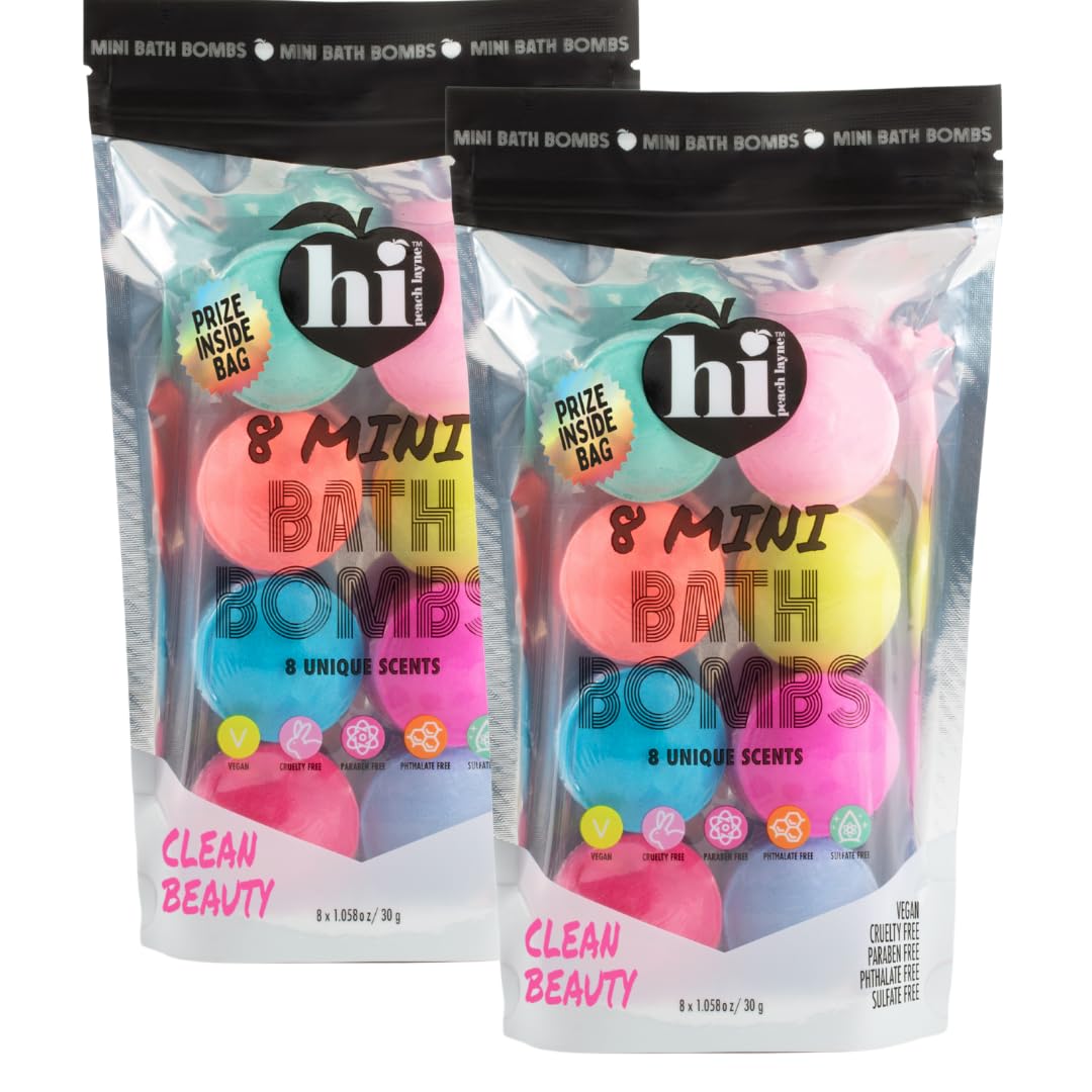2 Mini Bath Bomb Bags 8 Ct Each (16 Count Total) - Easter Basket Stuffers, Birthday Gifts for Mom, Kids, Best Friend, Travel Essentials, Stress Relief, Self Care, Bath Bombs Color Learning in Bath Fun