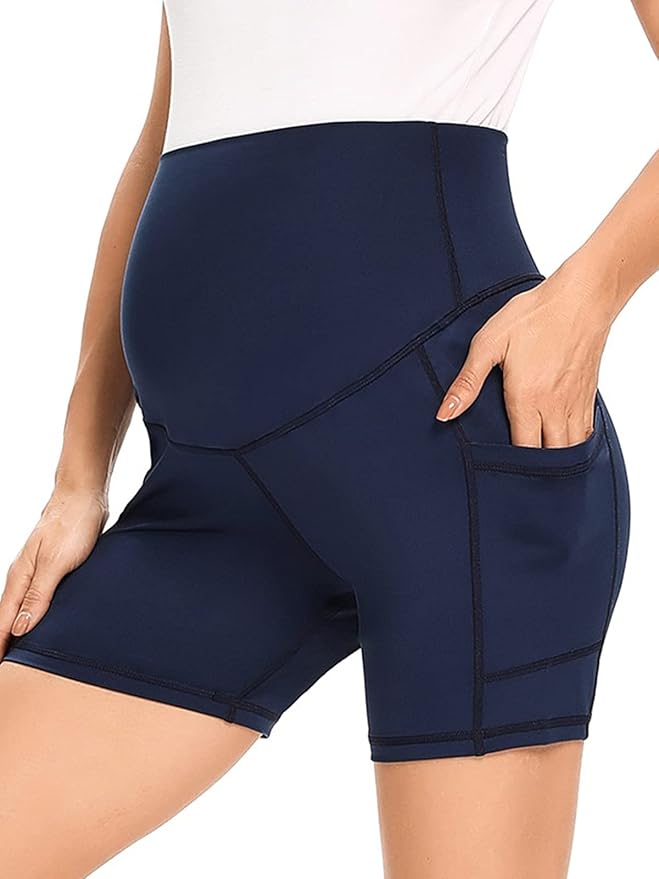 BBHoping 5" Maternity Yoga Shorts High Waist Workout Running Shorts