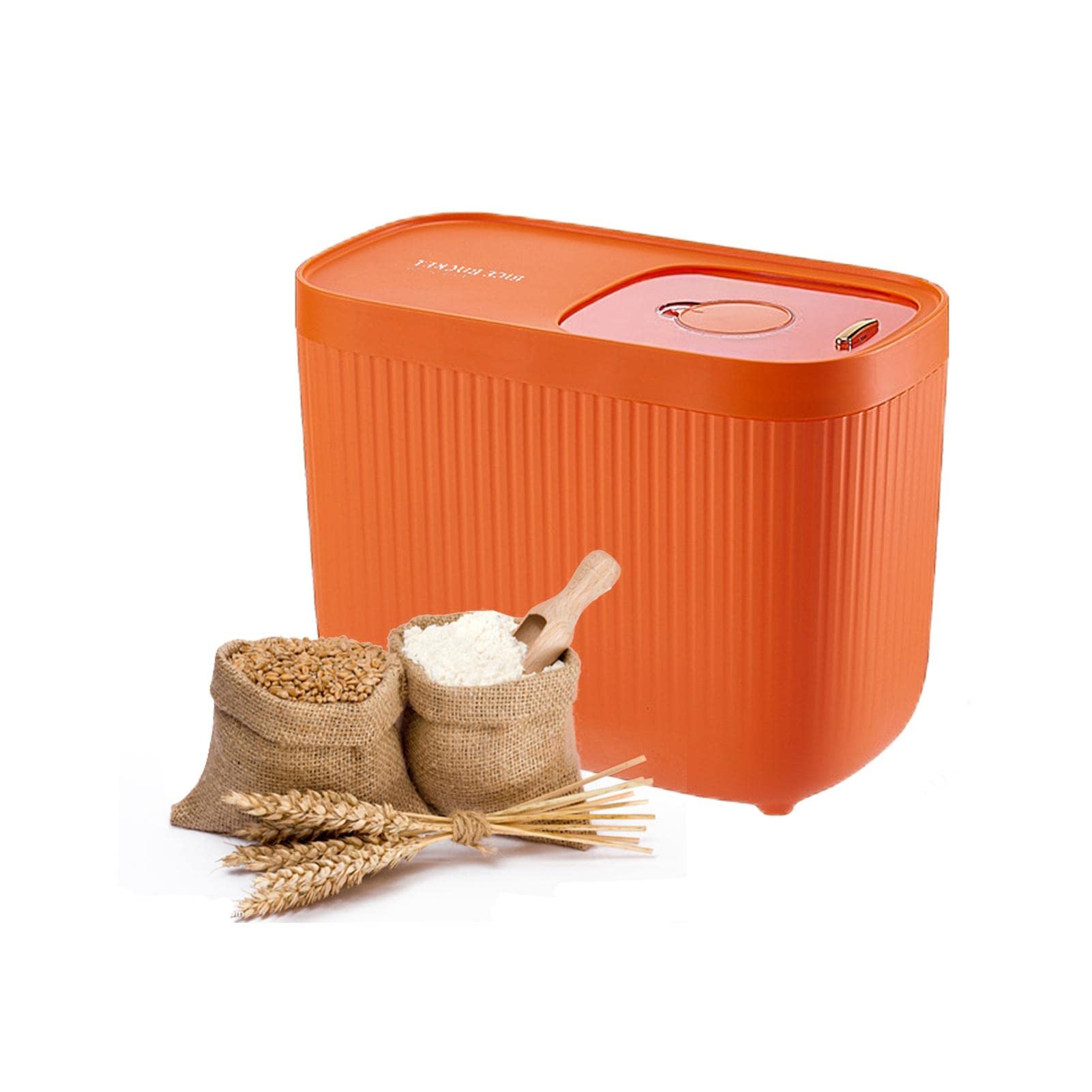 Contenedor de arroz dispensador de cereales, contenedor de alimentación de 15 kg, contenedor de alimentos secos, cubo de arroz sellado, apto para almacenar alimentos para gatos, comida