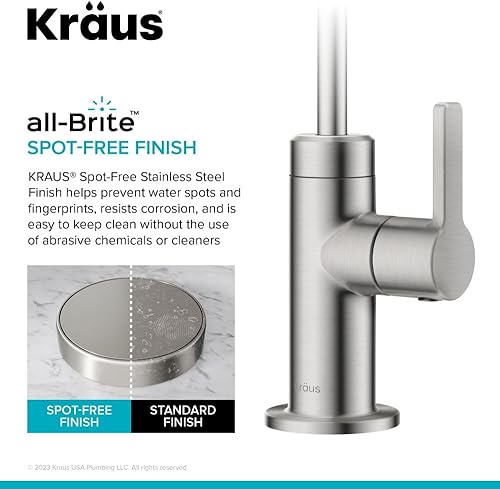 Miniatura 6 de Kraus Oletto - Grifo de filtro de agua potable de un solo mango para sistema de filtración de agua en acero inoxidable libre de manchas, FF-103SFS