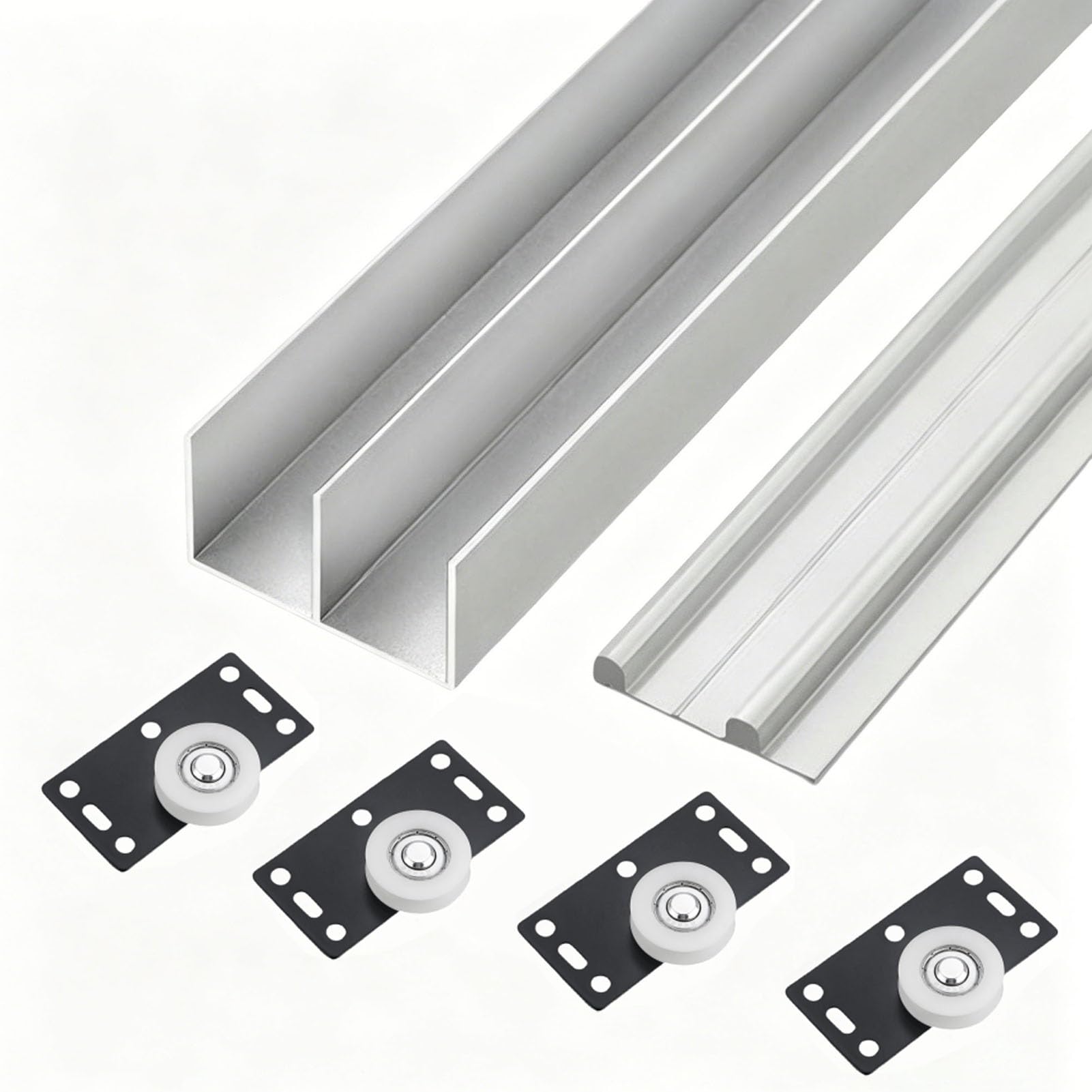 Heavy Du - Juego de rieles de aluminio para puerta corrediza de 1518 mm, 110 cm y suave