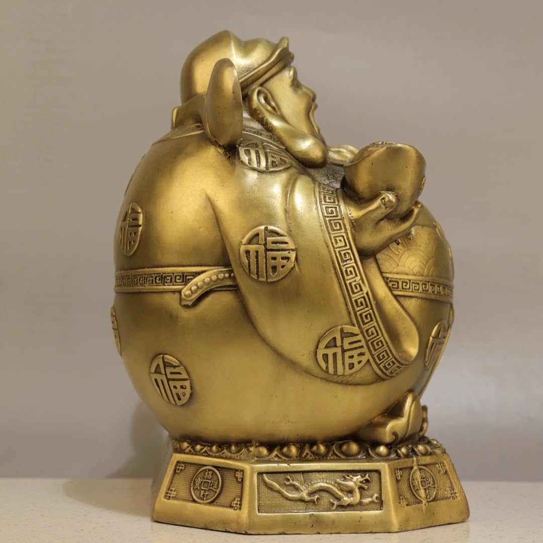 Posąg Buddy do wnętrz Statuetki kultu Mosiądz Bóg bogactwa Ozdoby Dom Biuro Sklep Rzeźba Buddy Feng Shui Dekoracja Medytująca Statua Buddy Figurka Rzeźba (S)
