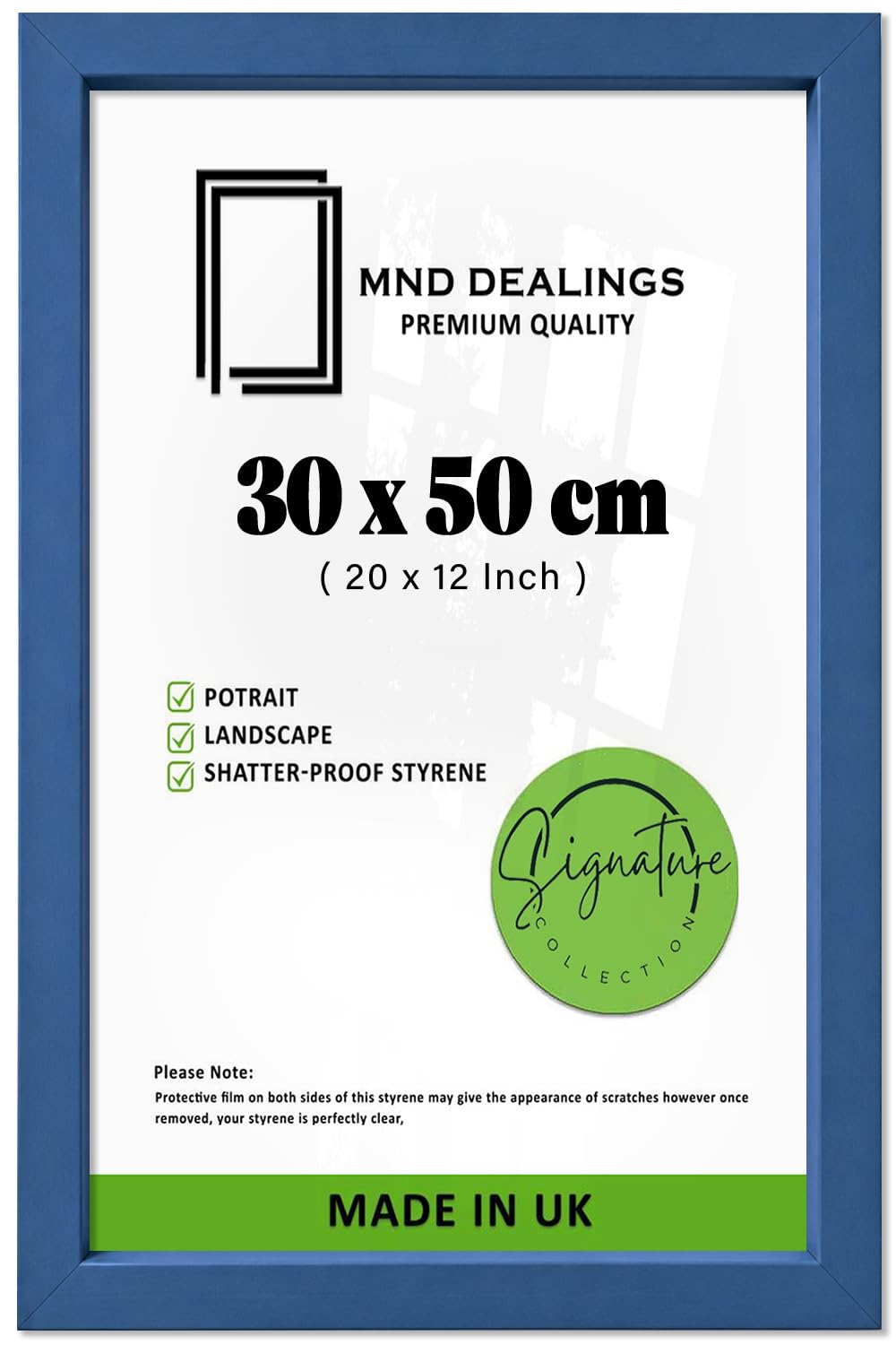 MND Dealings โ Stunning Premium (30 X 50 CM) Picture And Poster Frame | Polished Perspex Surface, Stable Sturdy Construction, Horizontal And Vertical Wall Formats, Blue Home Decoration Accent โ image 1