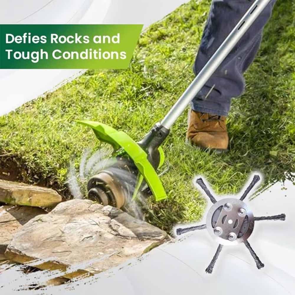 Generisch 2025 New Universal Steel Wire Grass Trimmer Head,with Adapter Kit,for Moss Grass Rust Removal,Compatible with Most Lawn Mower,Tool-Free Installation (6 Blades, 1pcs)