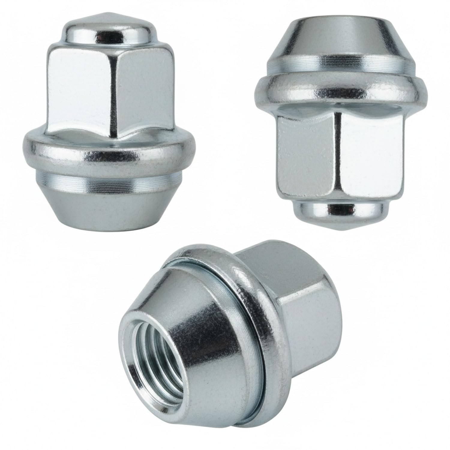 Set dadi per ruota M12 x 1,5 60° chiusi SW 19 mm altezza 31 mm cromato acciaio inox conici cerchioni alluminio